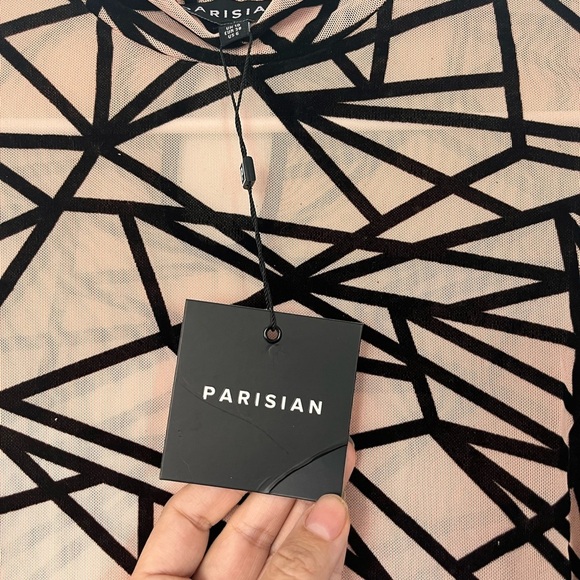 Parisian Geometric felt Patterned women’s sheer bodysuit - Picture 5 of 7